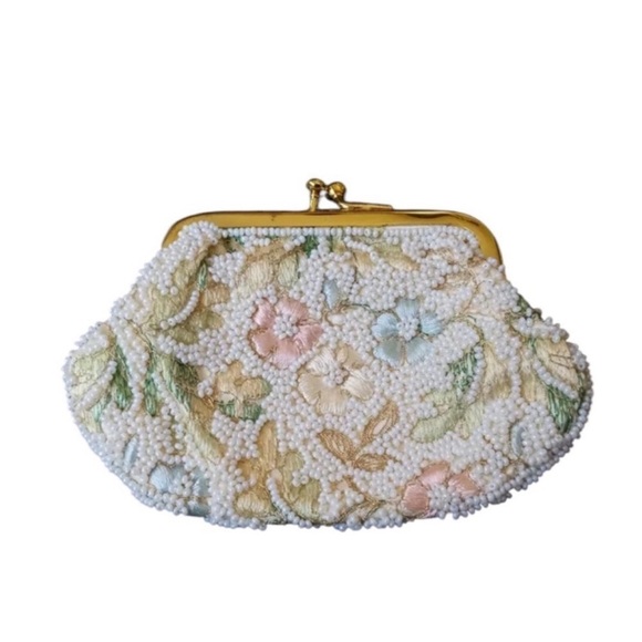 Jolles Original Vintage Floral Flower Coin Purse, 1940's 1950's Collectible - Picture 1 of 8